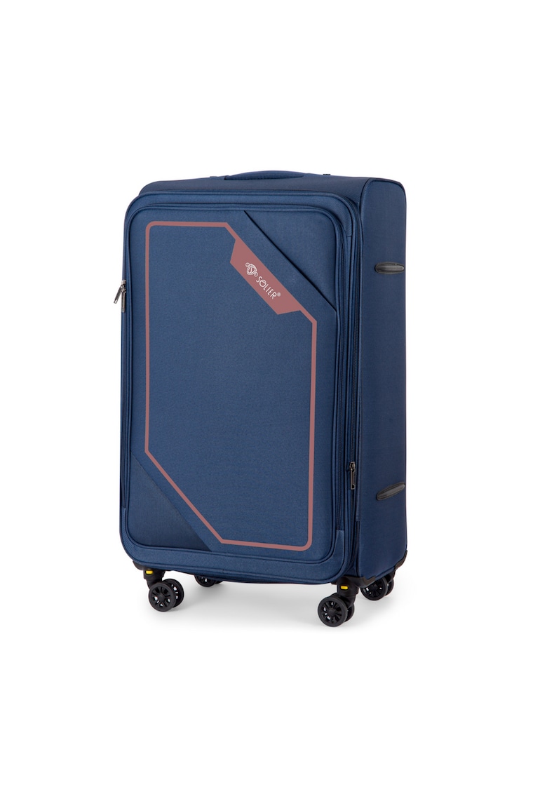 Troler textil mediu M 23"  SOFTFLEX 2240 bleumarin-maro