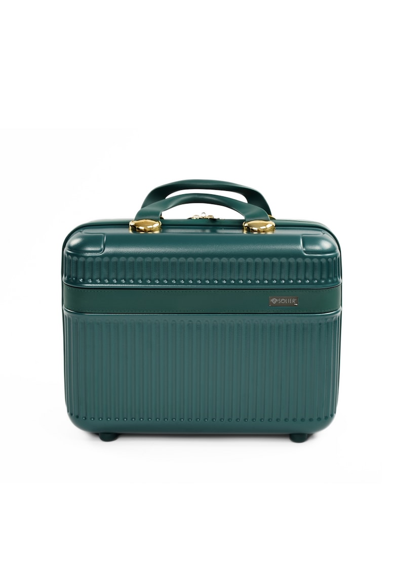 Geanta Solier tip cufar de voiaj 14" ABS dur – bagaj de mana cabina - verde sticla