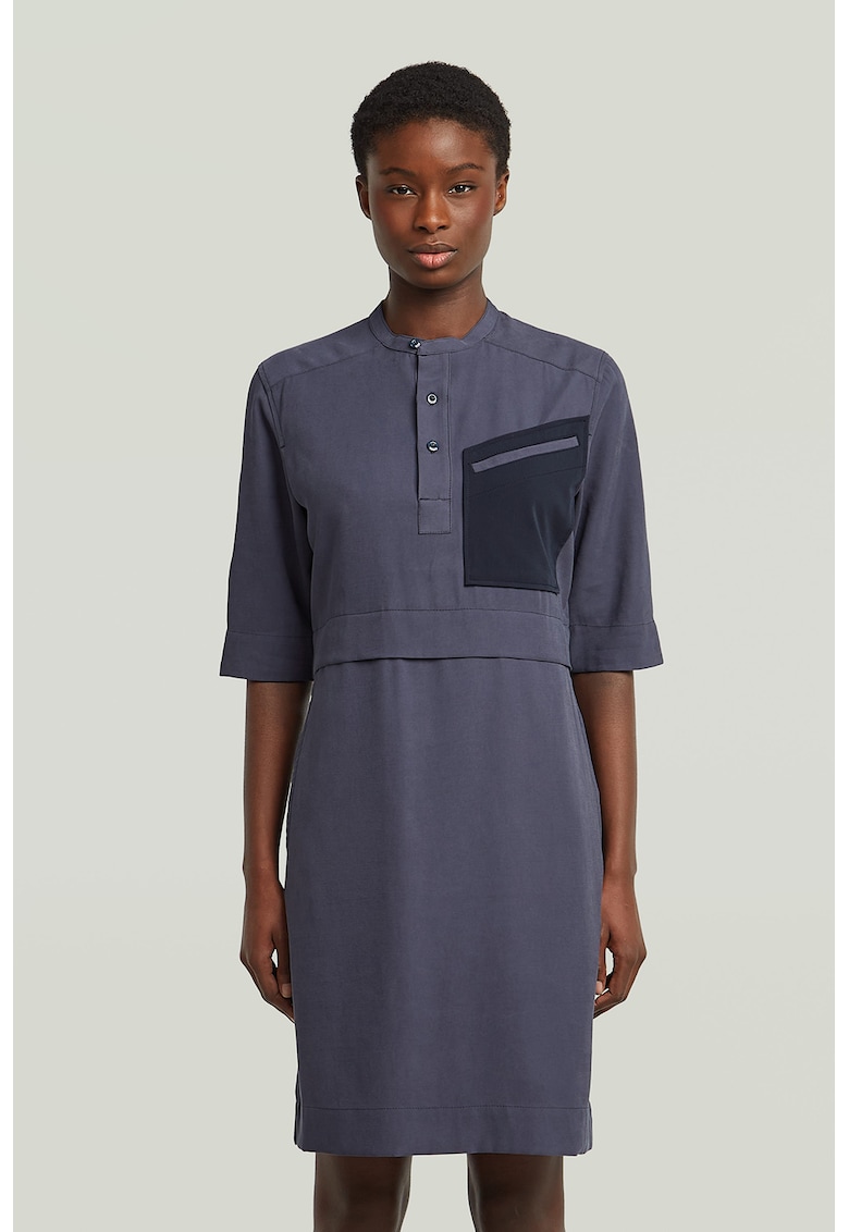 Rochie-tricou cu guler Mao - Violet prafuit