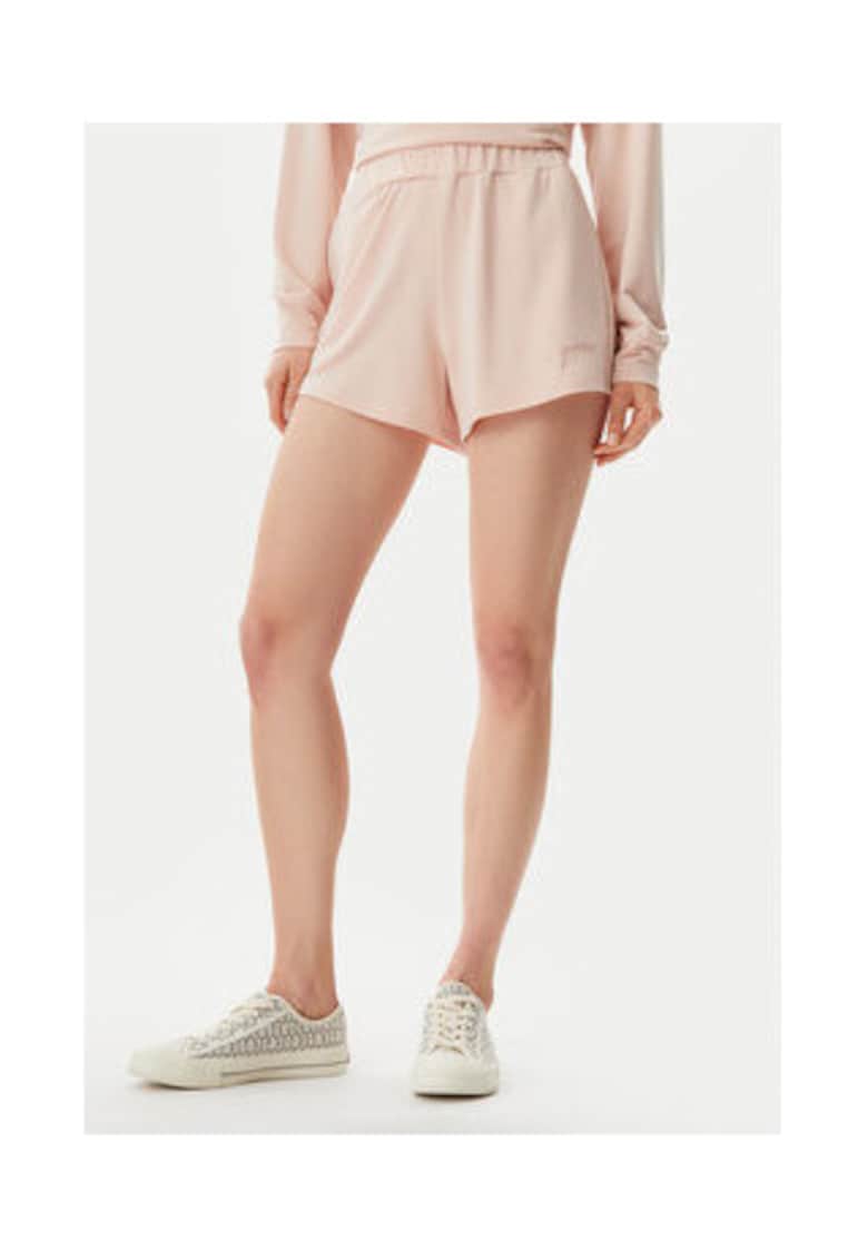Pantaloni scurti cu talie elastica si model uni