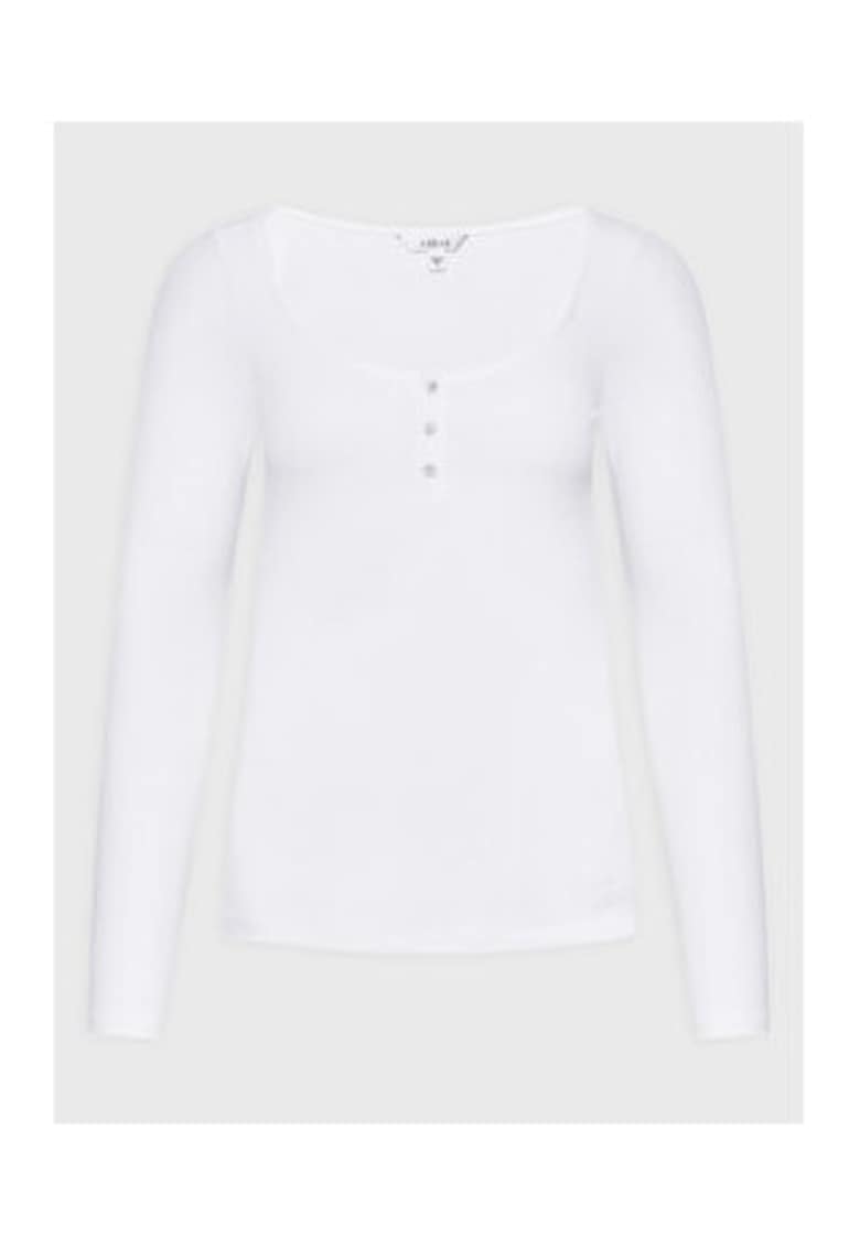 Bluza uni cu decolteu Henley -