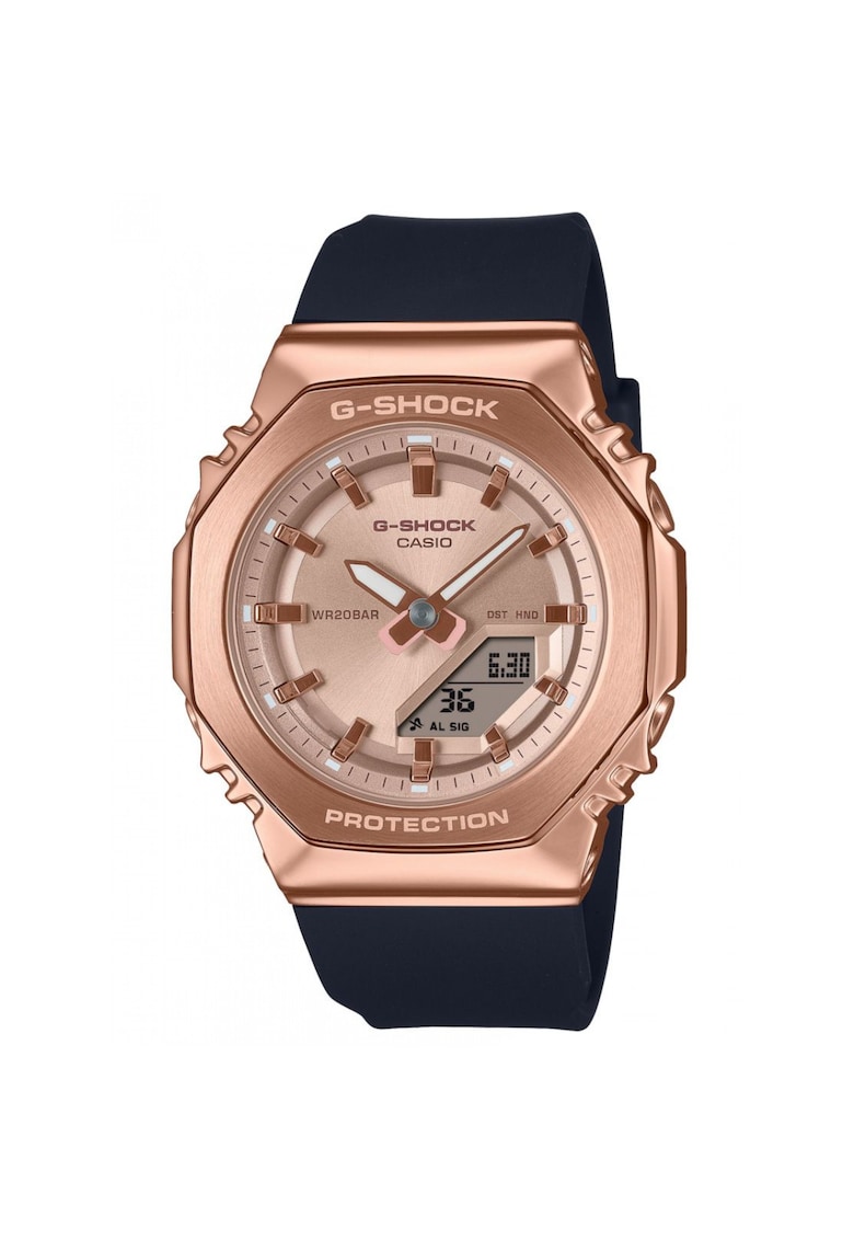 Ceas dama -  G-SHOCK Damski Octagon GM-S2110PG-1A4ER - roz aurie - curea cauciuc neagra - 41mm - rezistent la apa 200m