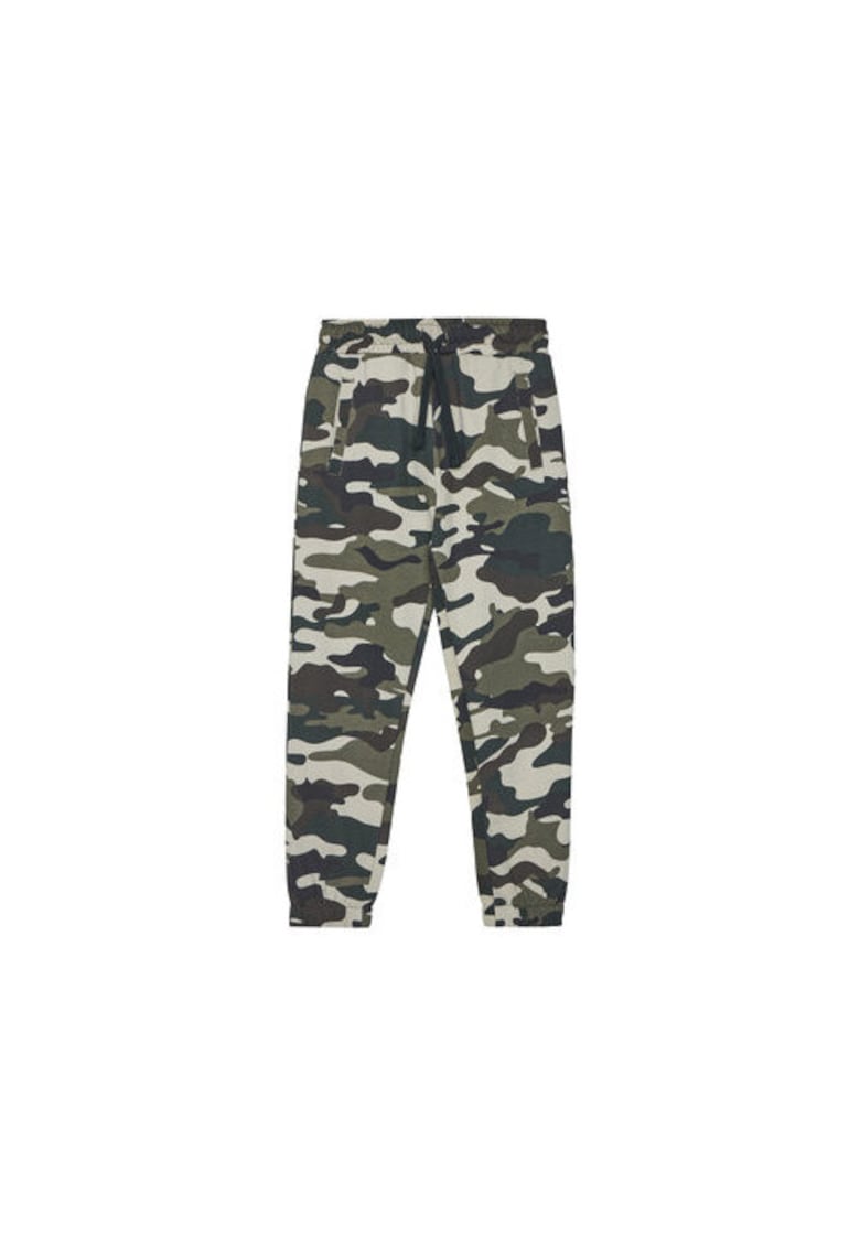 Pantaloni de trening din bumbac cu model camuflaj