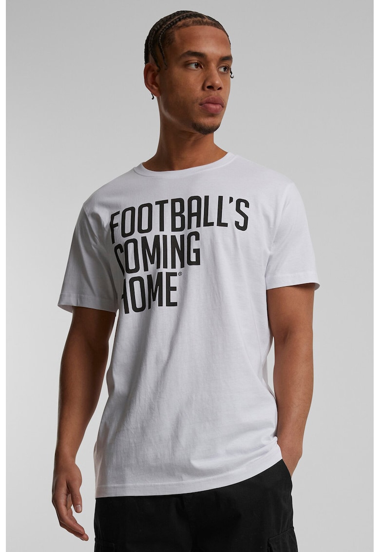 Tricou de bumbac cu imprimeu text - Alb