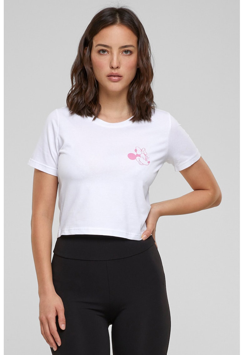 Tricou crop cu Minnie Mouse - Alb