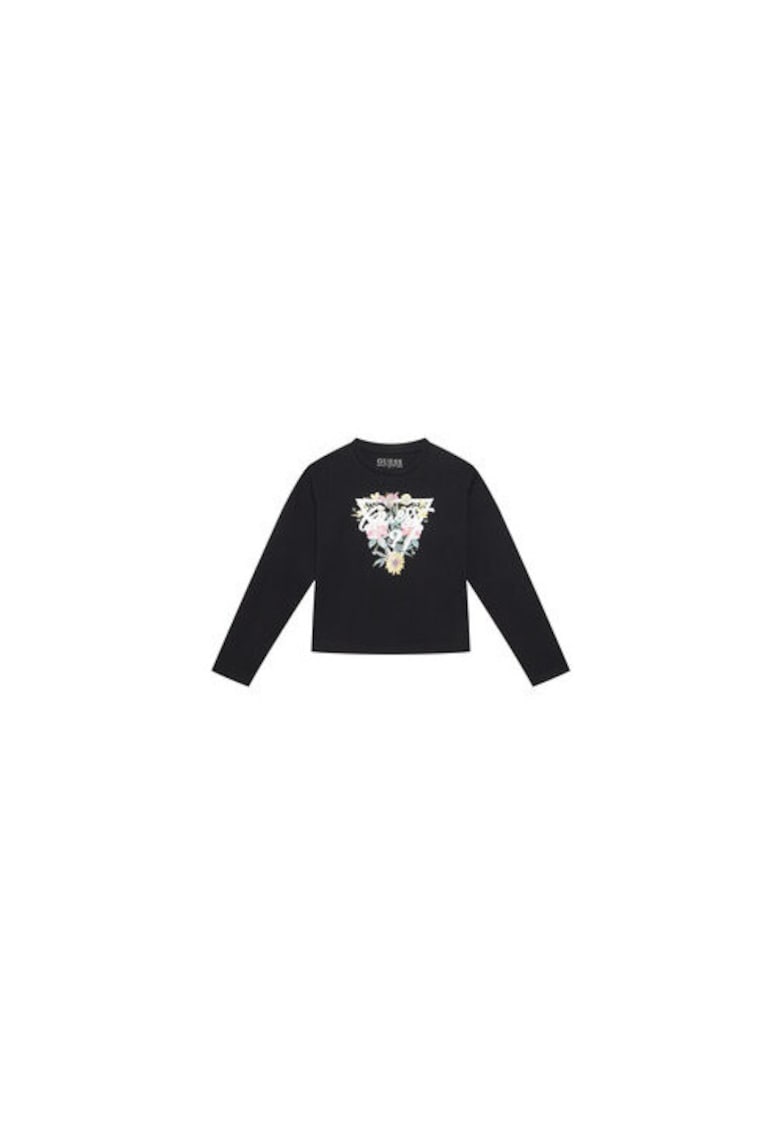 Bluza din bumbac organic cu imprimeu floral si logo