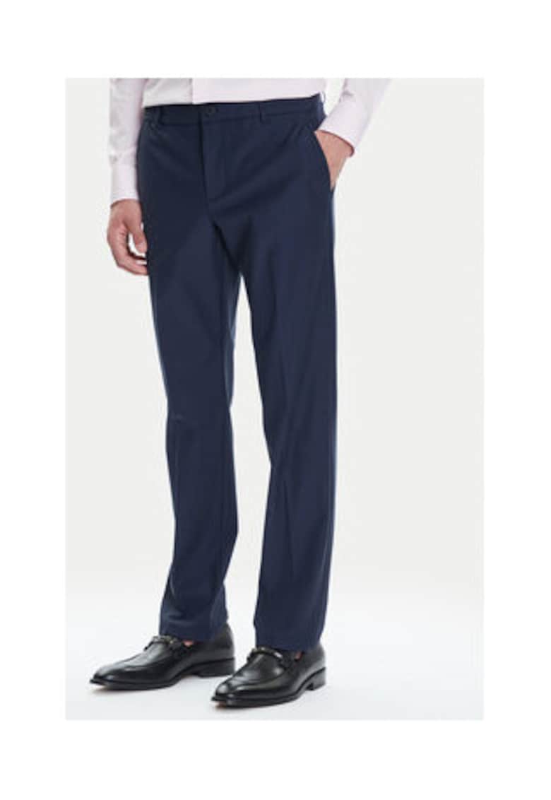 Pantaloni din amestec de bumbac cu talie medie si croiala conica