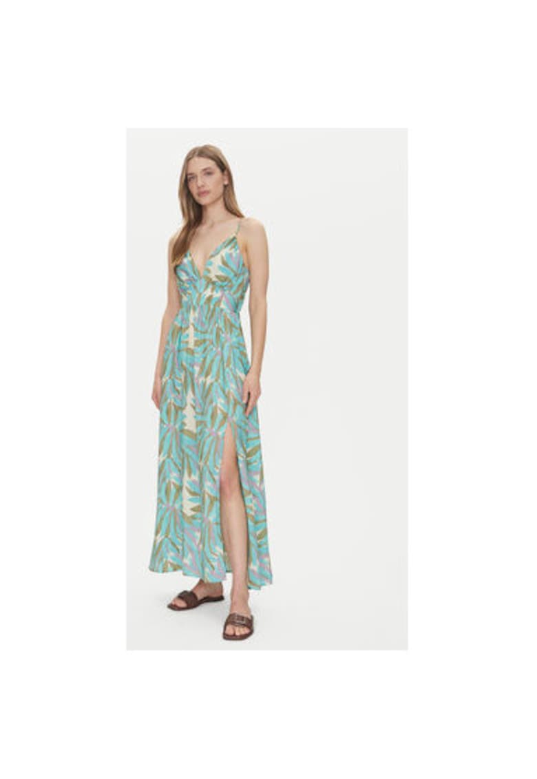 Rochie maxi cu slit lateral - Verde