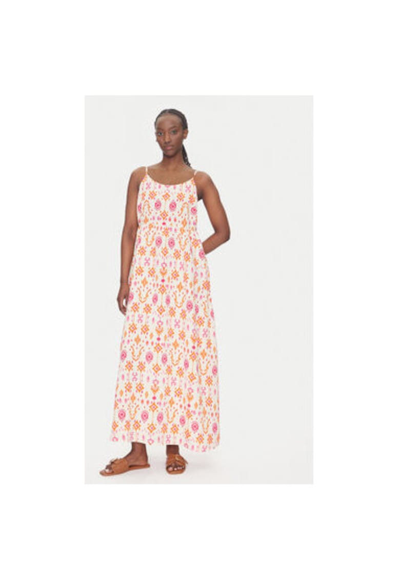 Rochie maxi cu model floral - Portocaliu