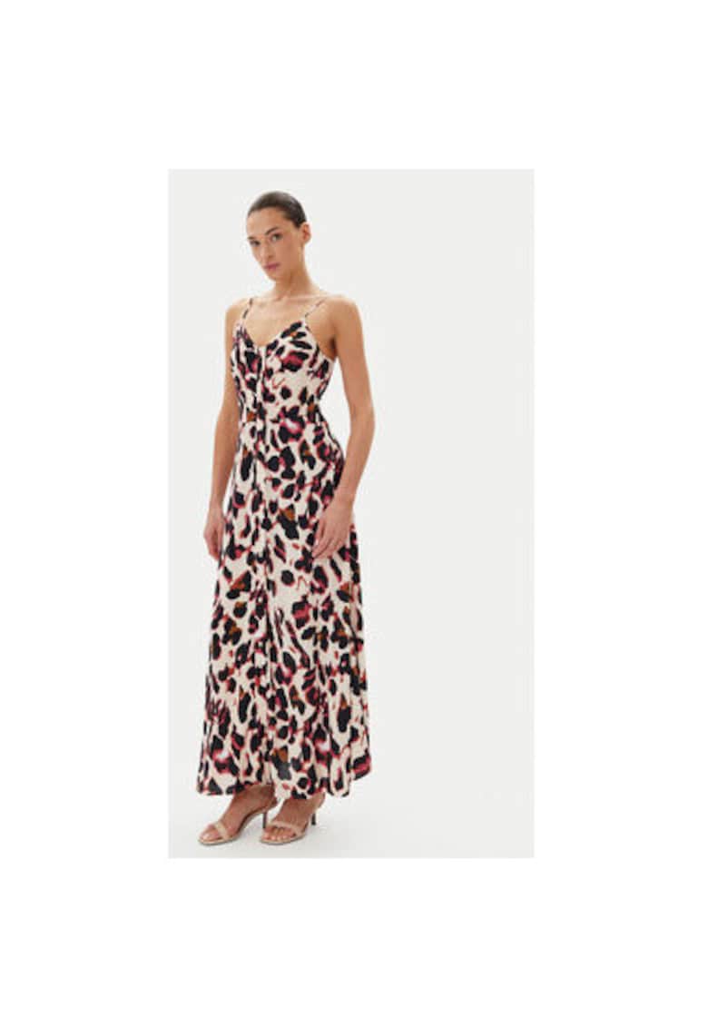 Rochie maxi cu decolteu in V - Bej