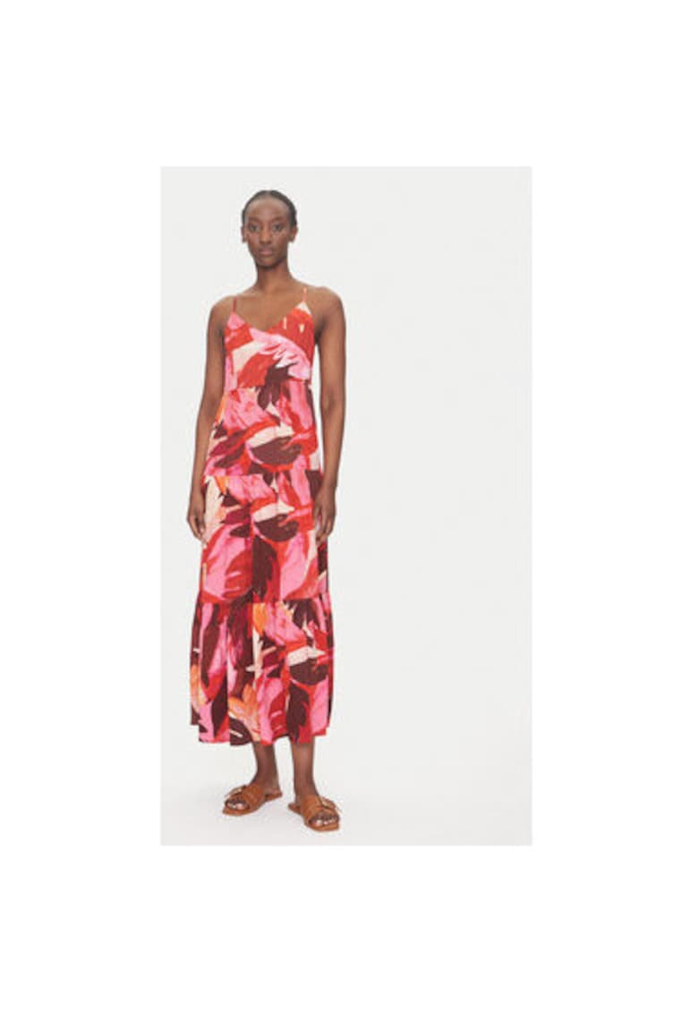 Rochie maxi cu model cu frunze - Multicolor