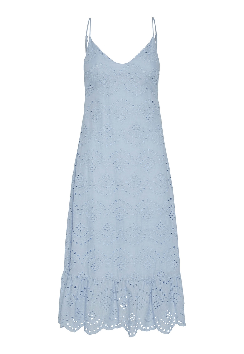 Rochie midi cu dantela sangallo - Albastru deschis
