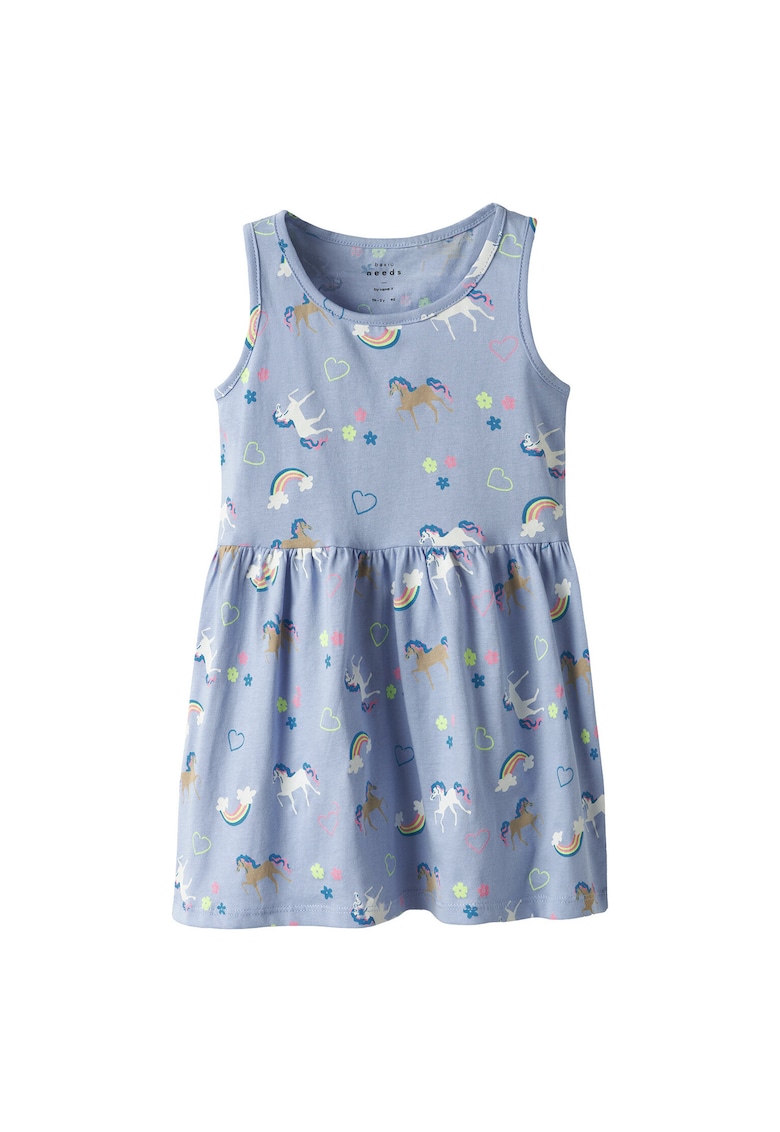 Rochie fete  13230153 - Bumbac - Albastru deschis - Albastru deschis