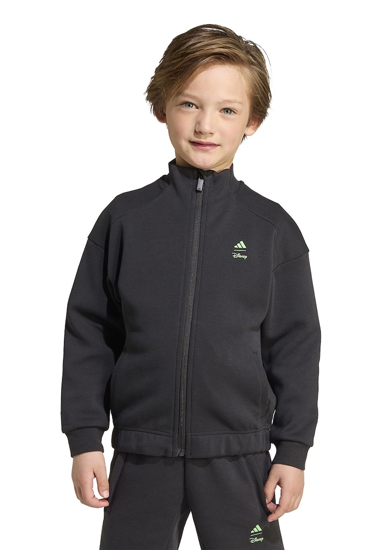 Bluza de trening cu fermoar si imprimeu Mickey Mouse - Negru/Verde pal