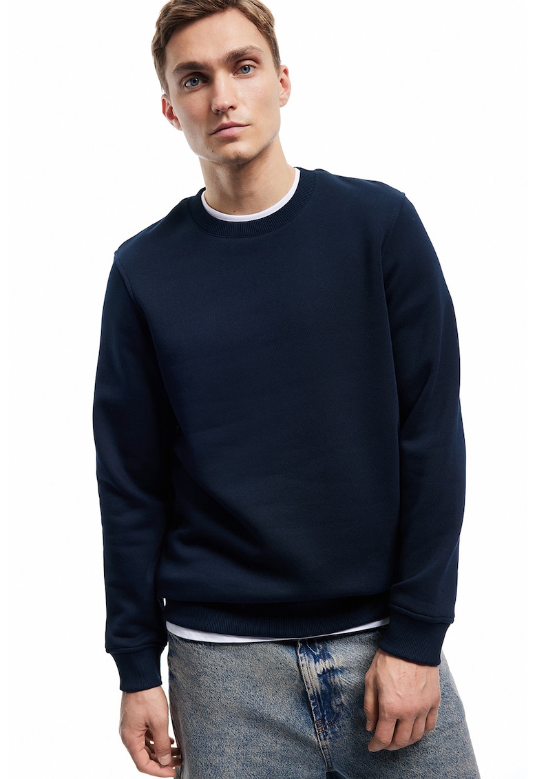 Bluza de trening din amestec de bumbac - Bleumarin