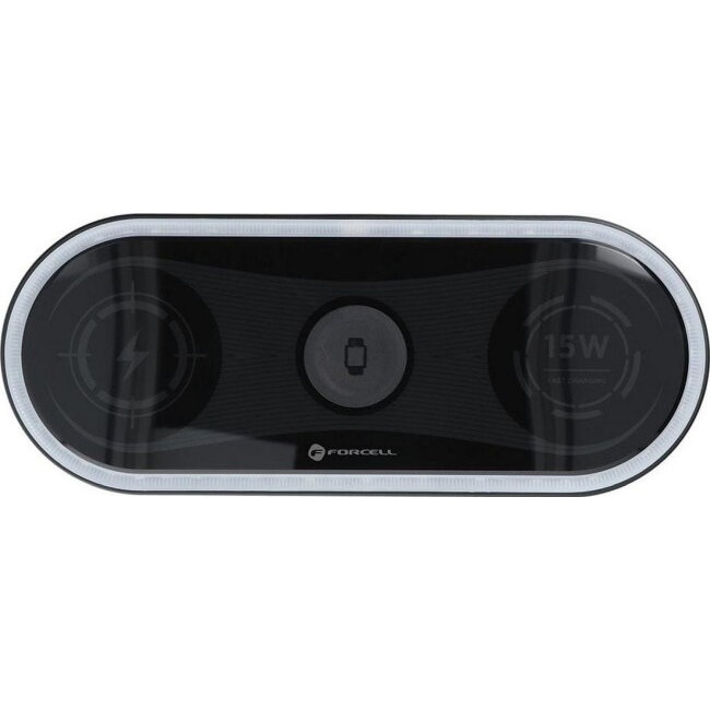 Incarcator F-ENERGY Ellipse 3w1 Apple Qi QC 15W Negru