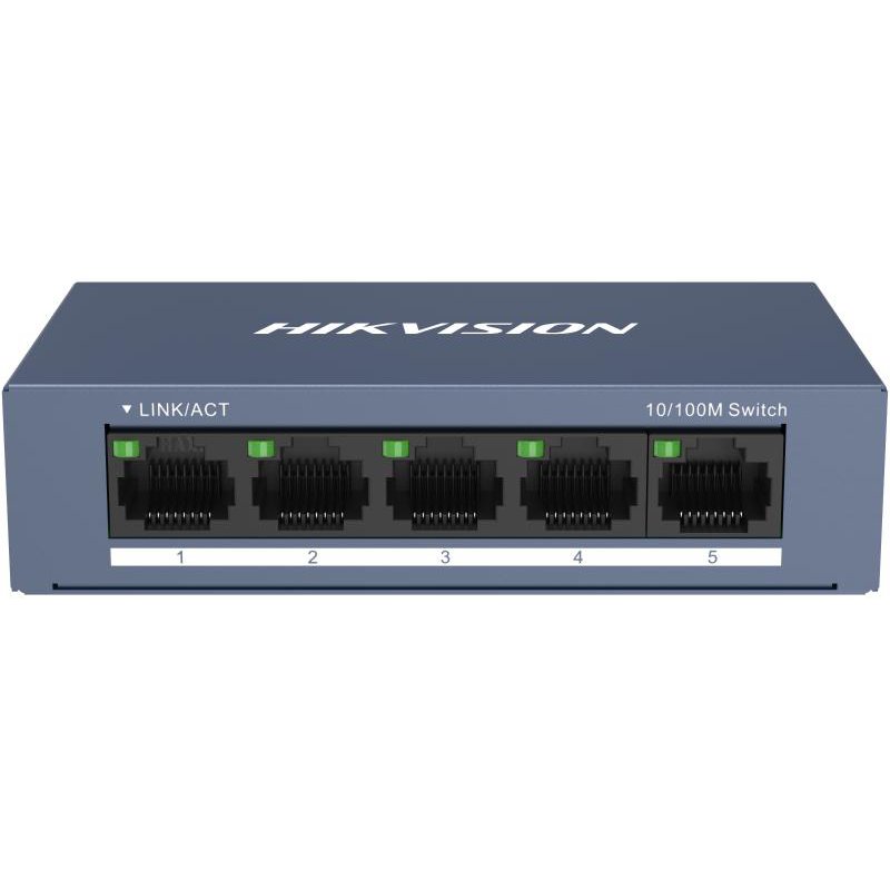 Switch 5 porturi Hikvision DS-3E0105-O, Plug and Play, 5x RJ-45 10-100M, carcasa metal
