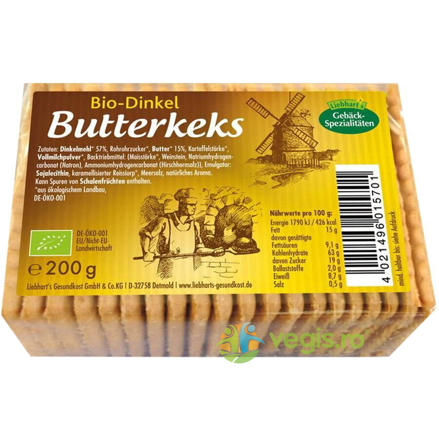 Biscuiti din Grau Spelta cu Unt Ecologici/Bio 200g