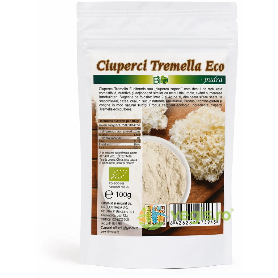 Ciuperci Tremella Pulbere Ecologica/Bio 100g