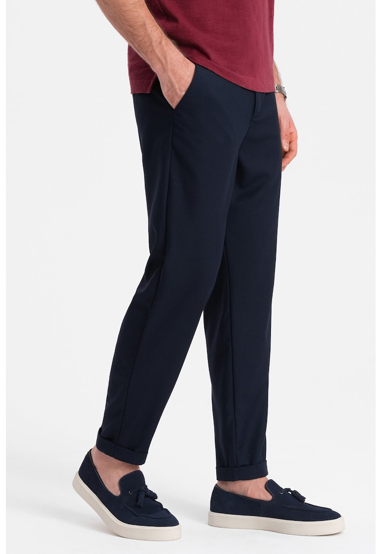 Pantaloni chino cu buzunare oblice - Bleumarin
