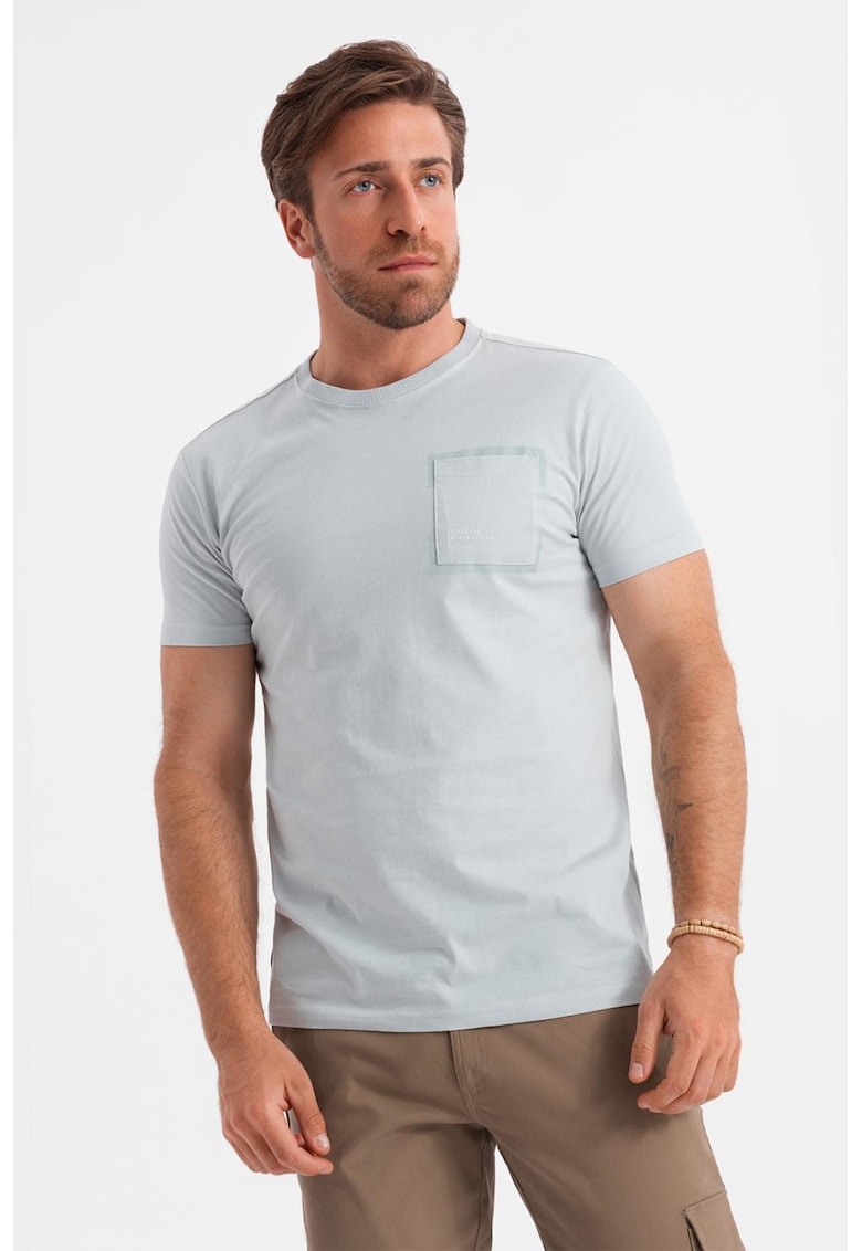 Tricou cu buzunar pe piept - Gri deschis