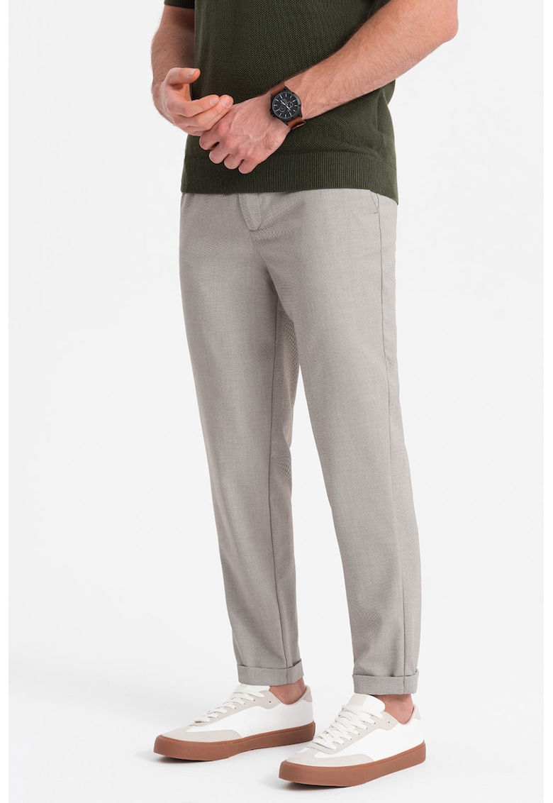 Pantaloni chino cu buzunare oblice - Gri deschis melange
