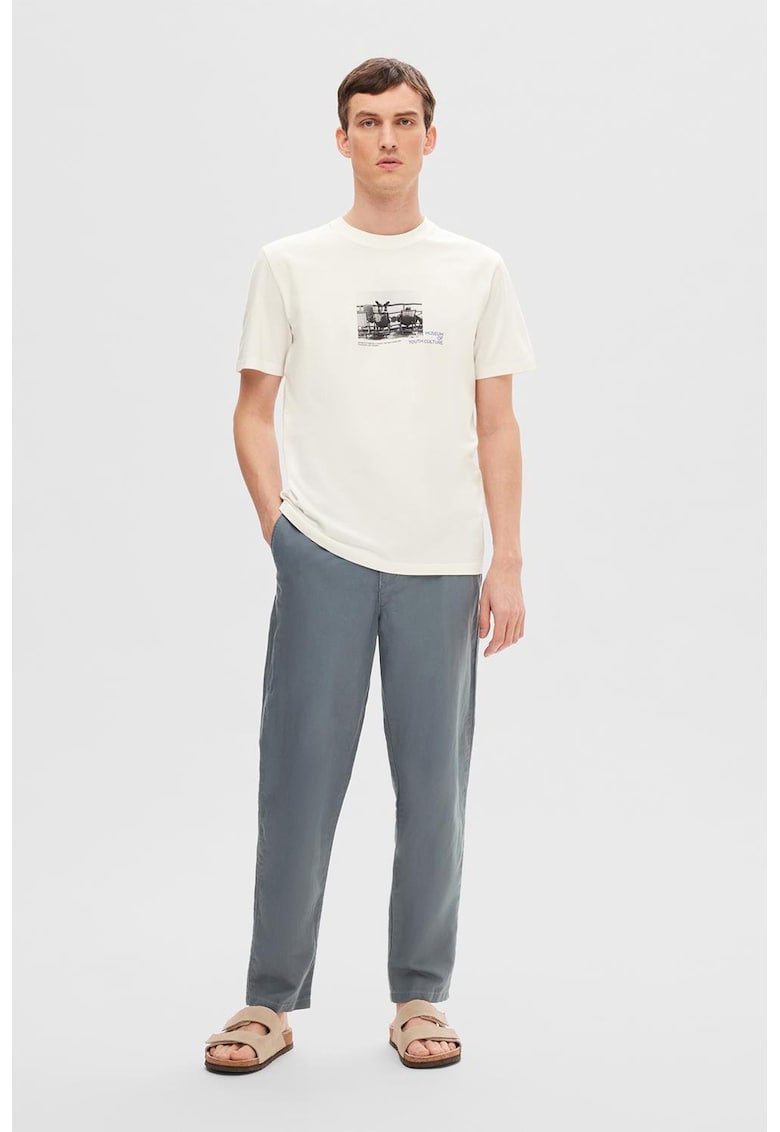 Pantaloni chino uni - Albastru prafuit