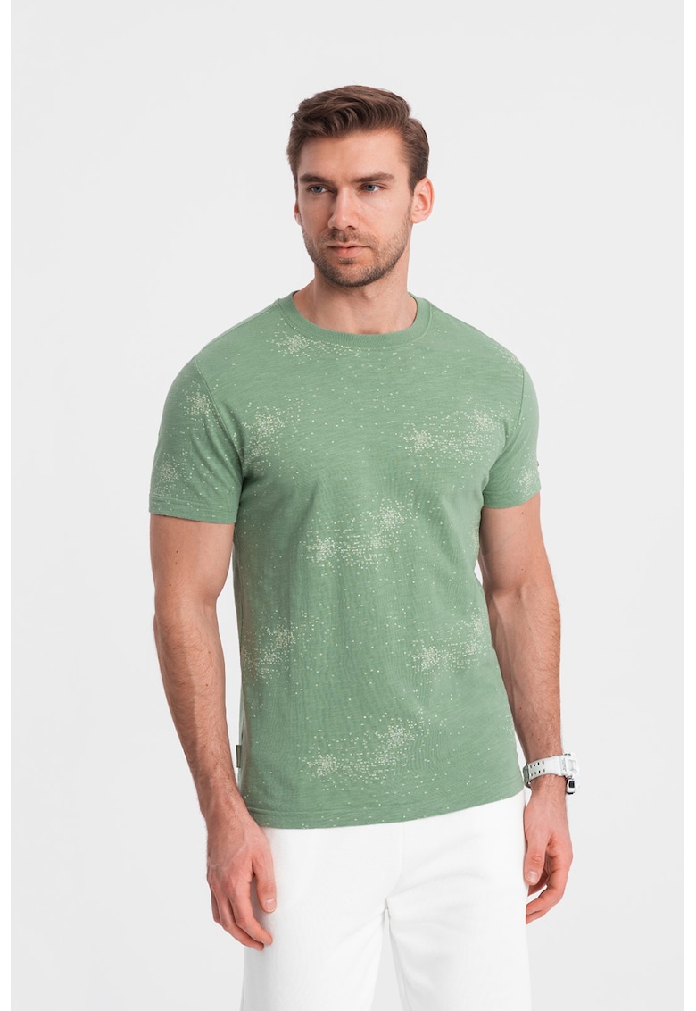 Tricou de bumbac cu imprimeu - Verde aquamarin