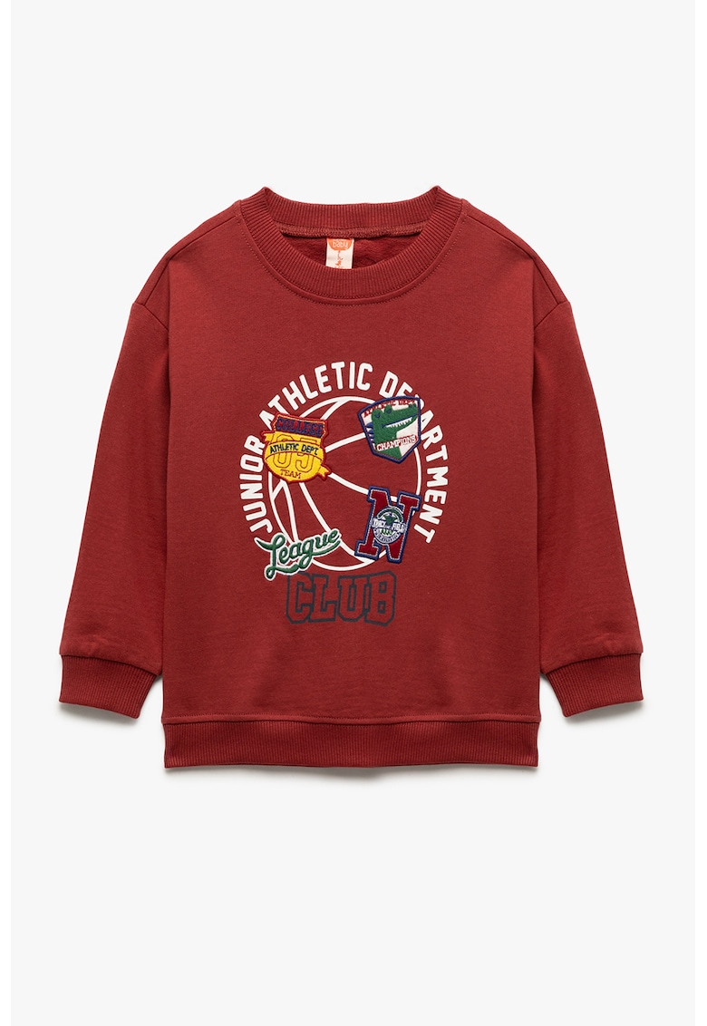 Bluza de trening cu aplicatii si imprimeu - Rosu/Alb/Galben