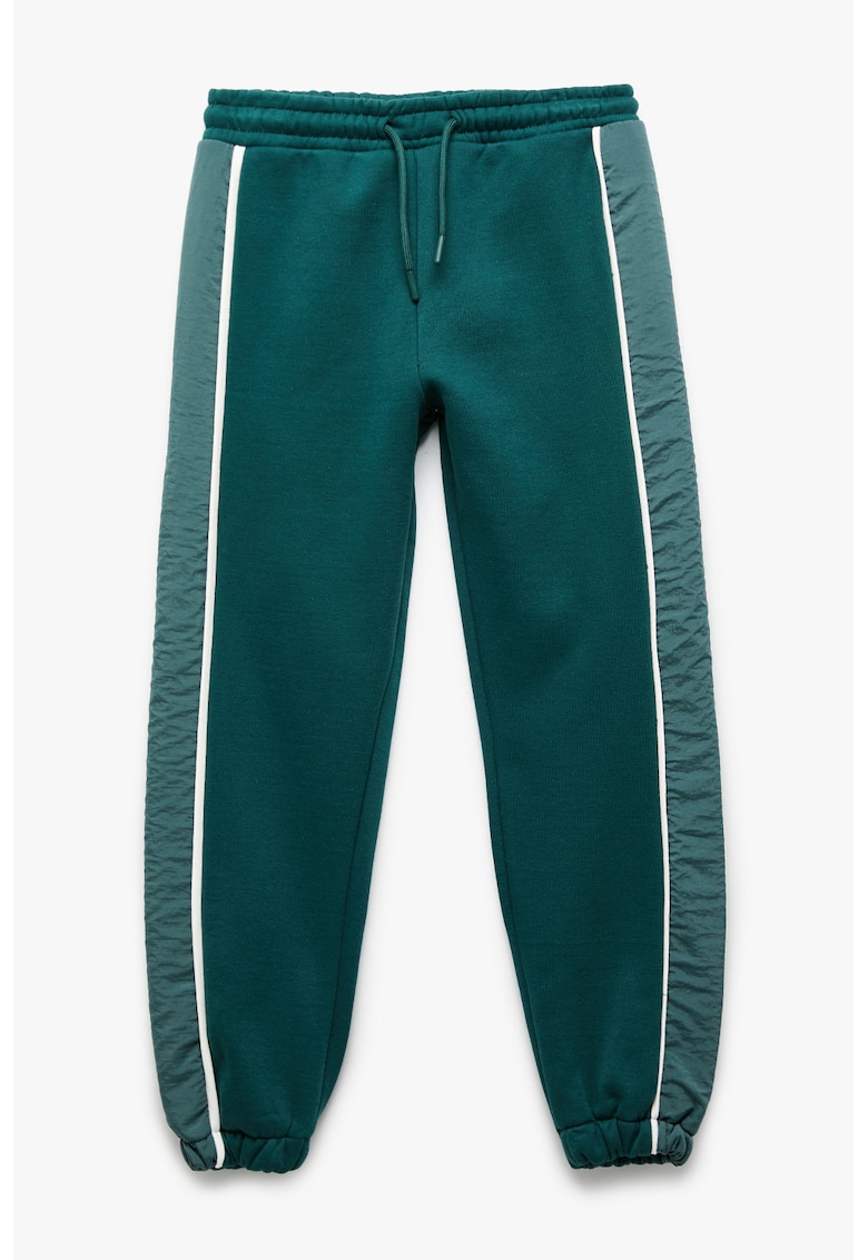 Pantaloni relaxed fit de trening cu talie ajustabila - Alb/Verde
