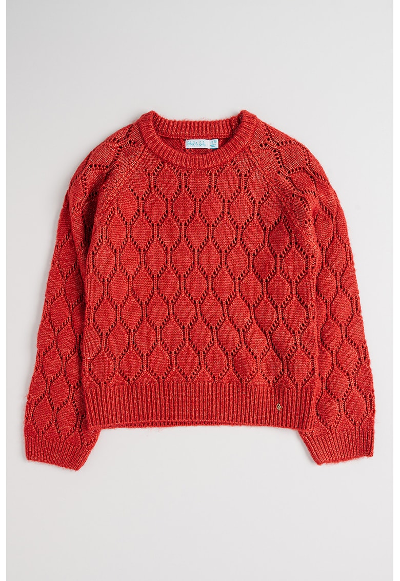 Pulover cu maneci raglan - Caramiziu