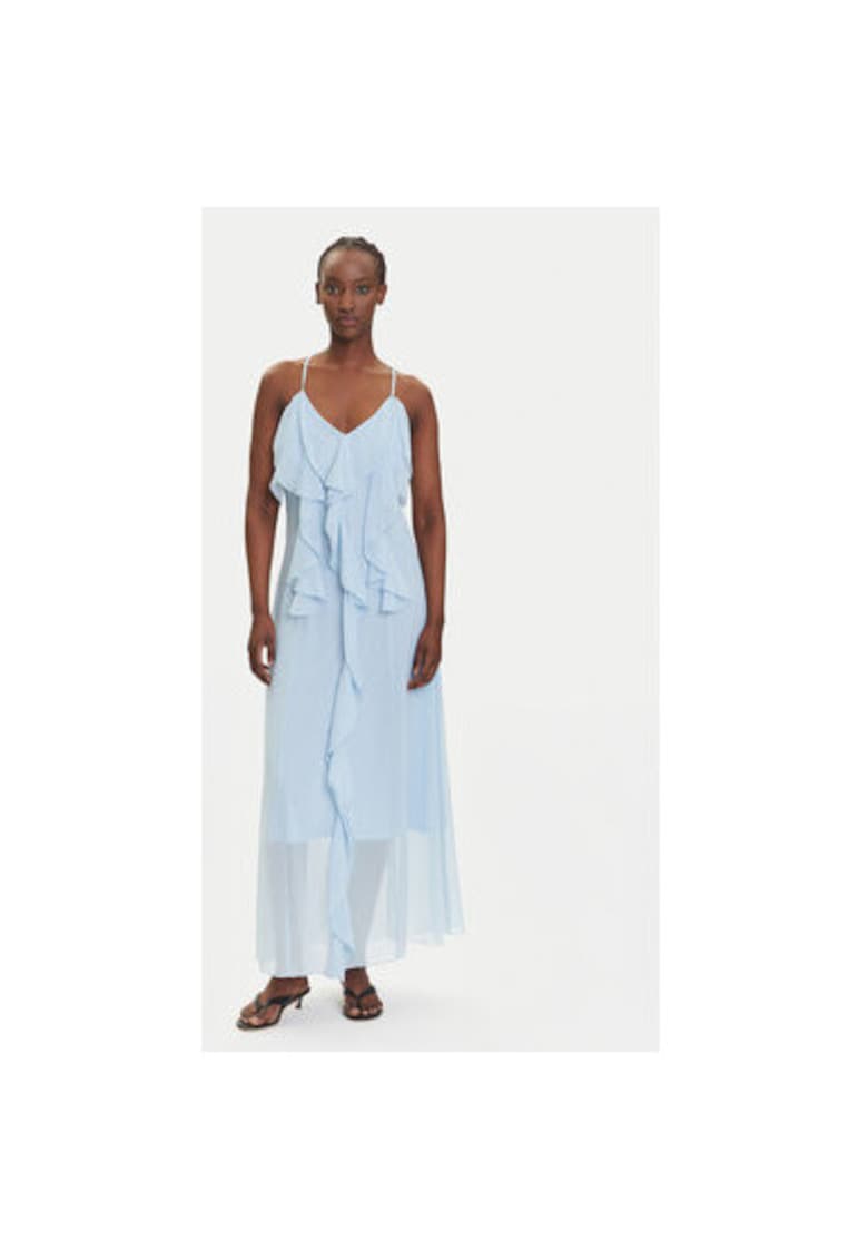 Rochie maxi cu decolteu in V - Albastru deschis