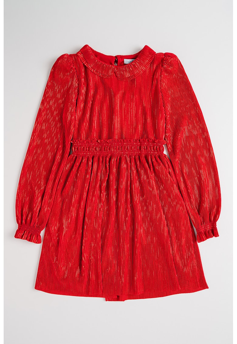 Rochie evazata cu guler Peter Pan - Rosu vermillion
