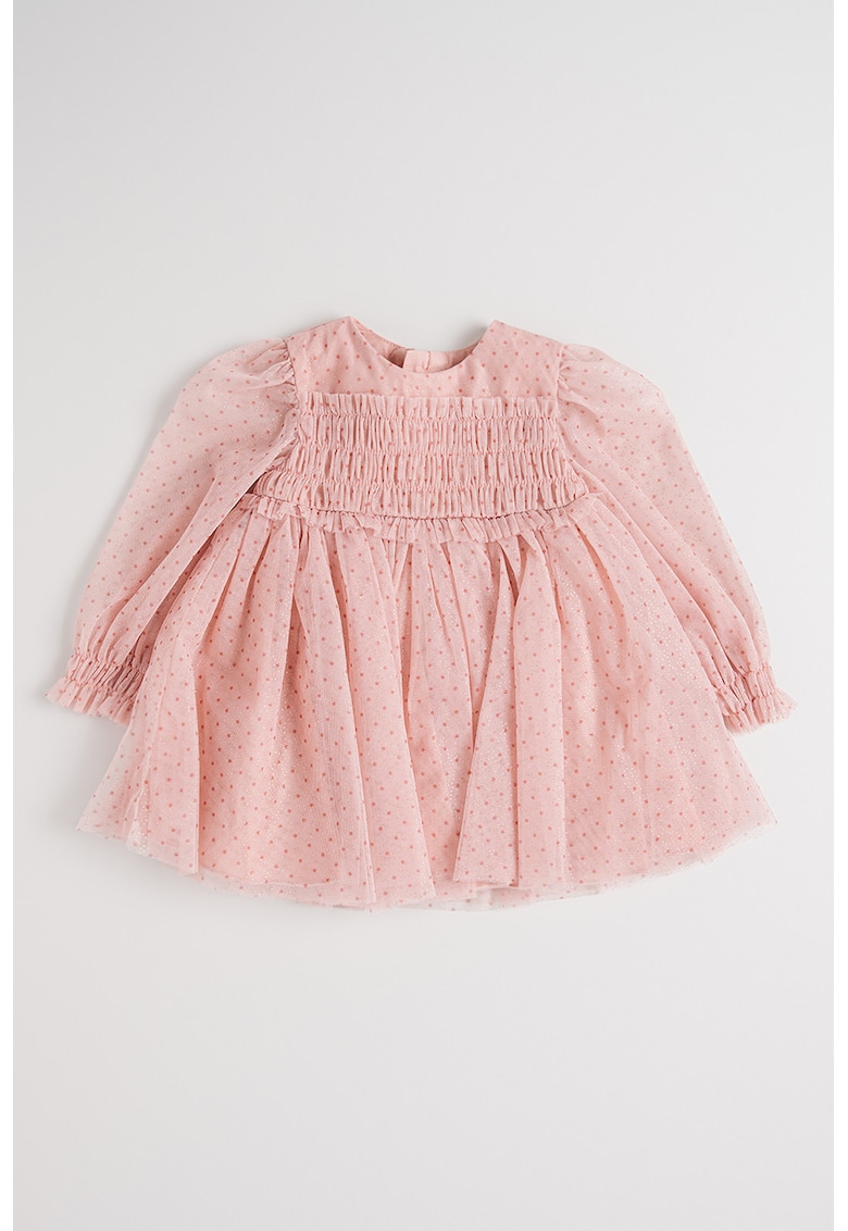 Rochie evazata cu buline - Roz prafuit