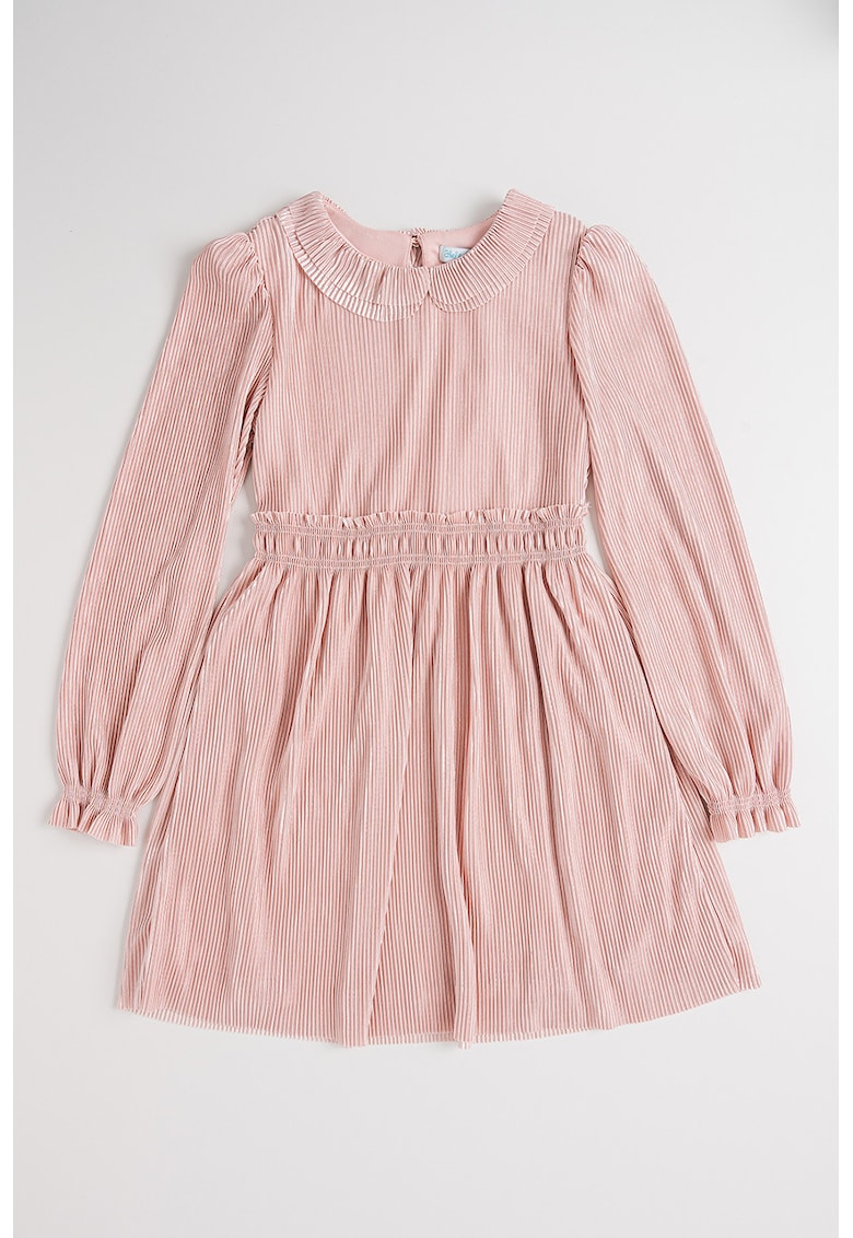 Rochie evazata cu guler Peter Pan - Roz prafuit