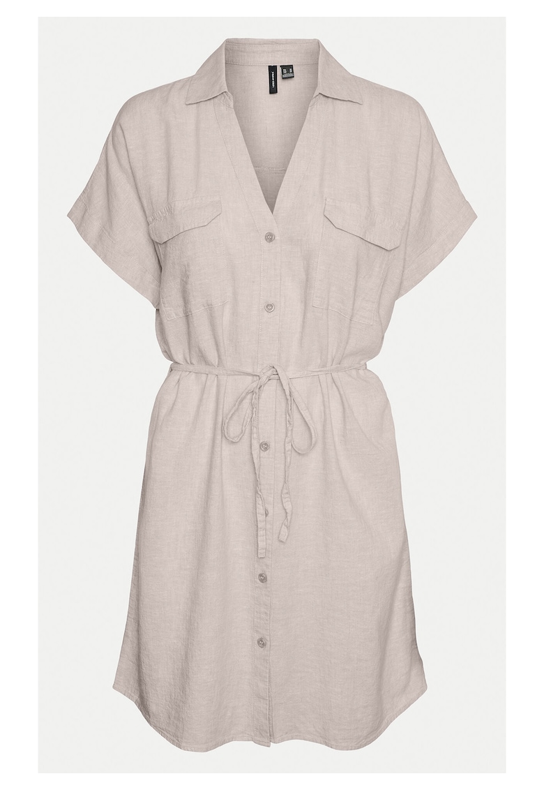 Rochie din in si vascoza - Gri
