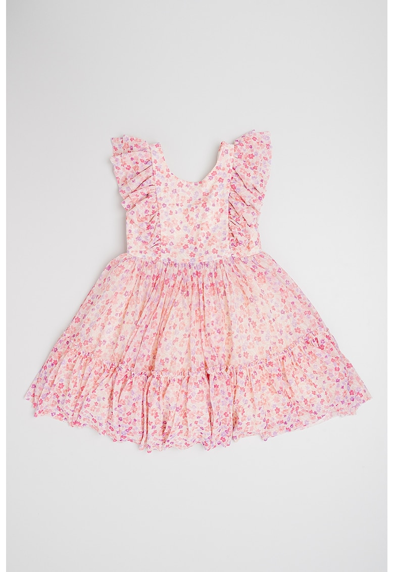 Rochie cu model floral - fara maneci - Alb/Lila/Roz