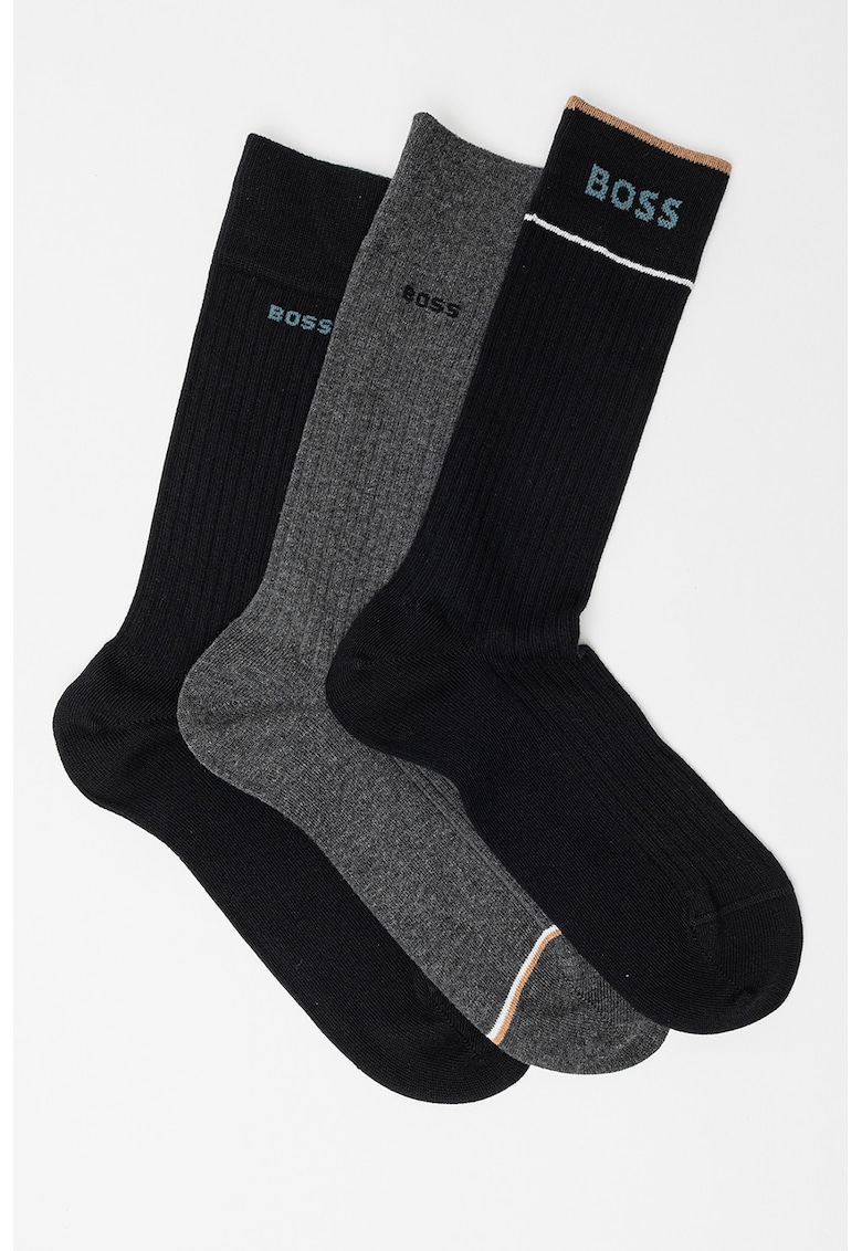 Oferte la Set de sosete lungi cu striatii - 3 perechi - Negru