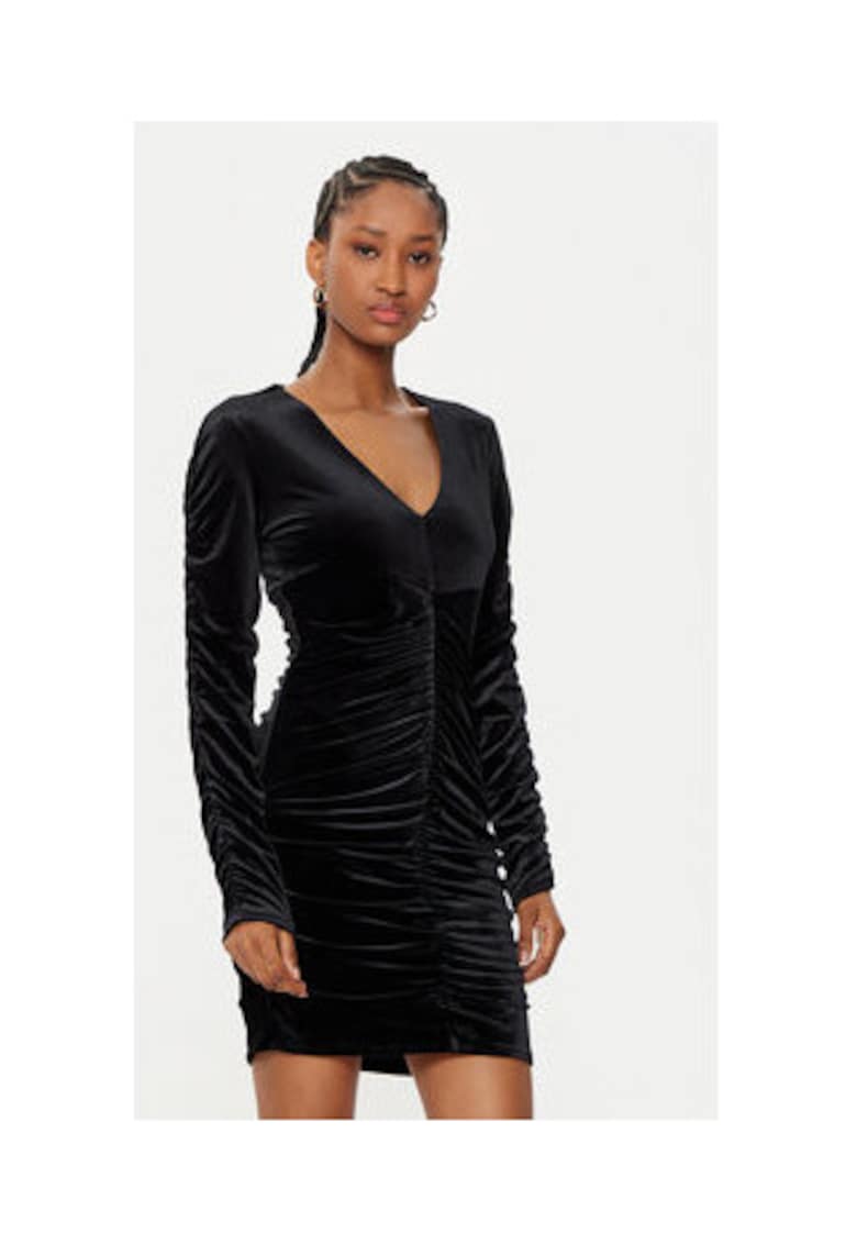 Rochie fronsata din catifea