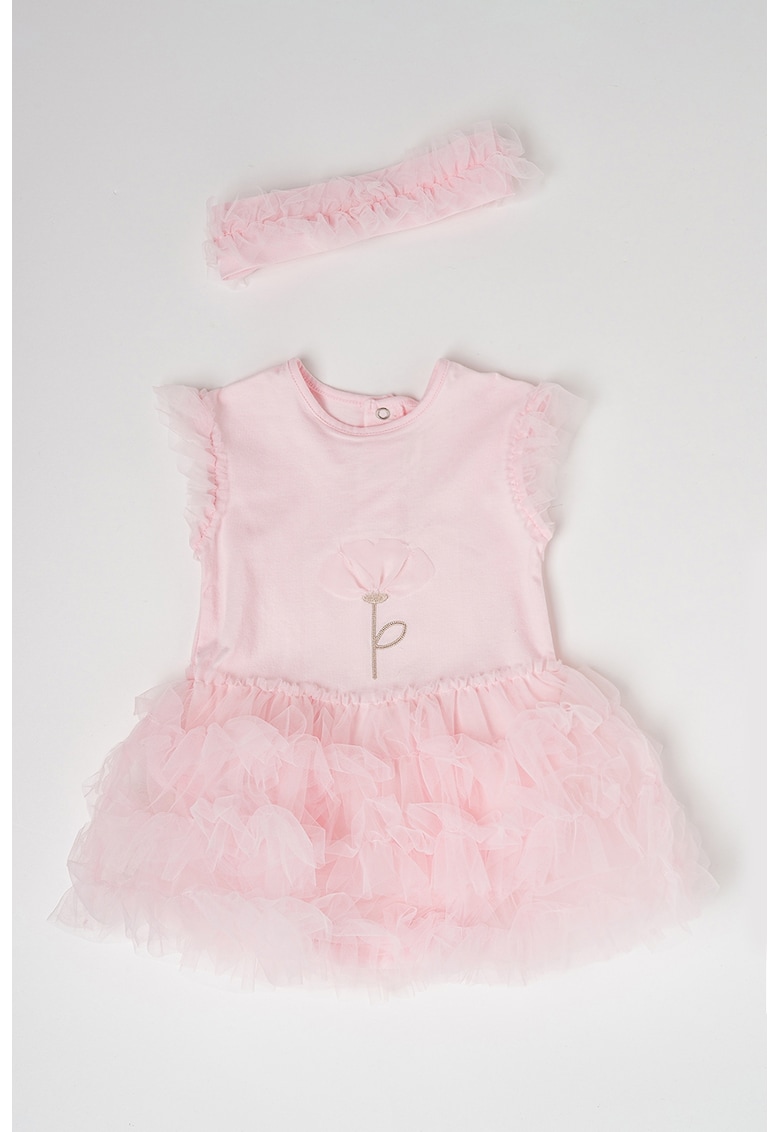 Set de rochie cu tutu si bentita - Roz pastel