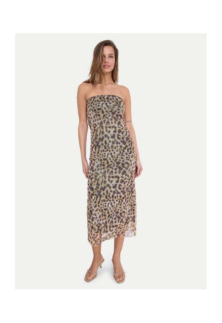 Rochie de vara cu animal print  27033993 - Poliester reciclat - Maro