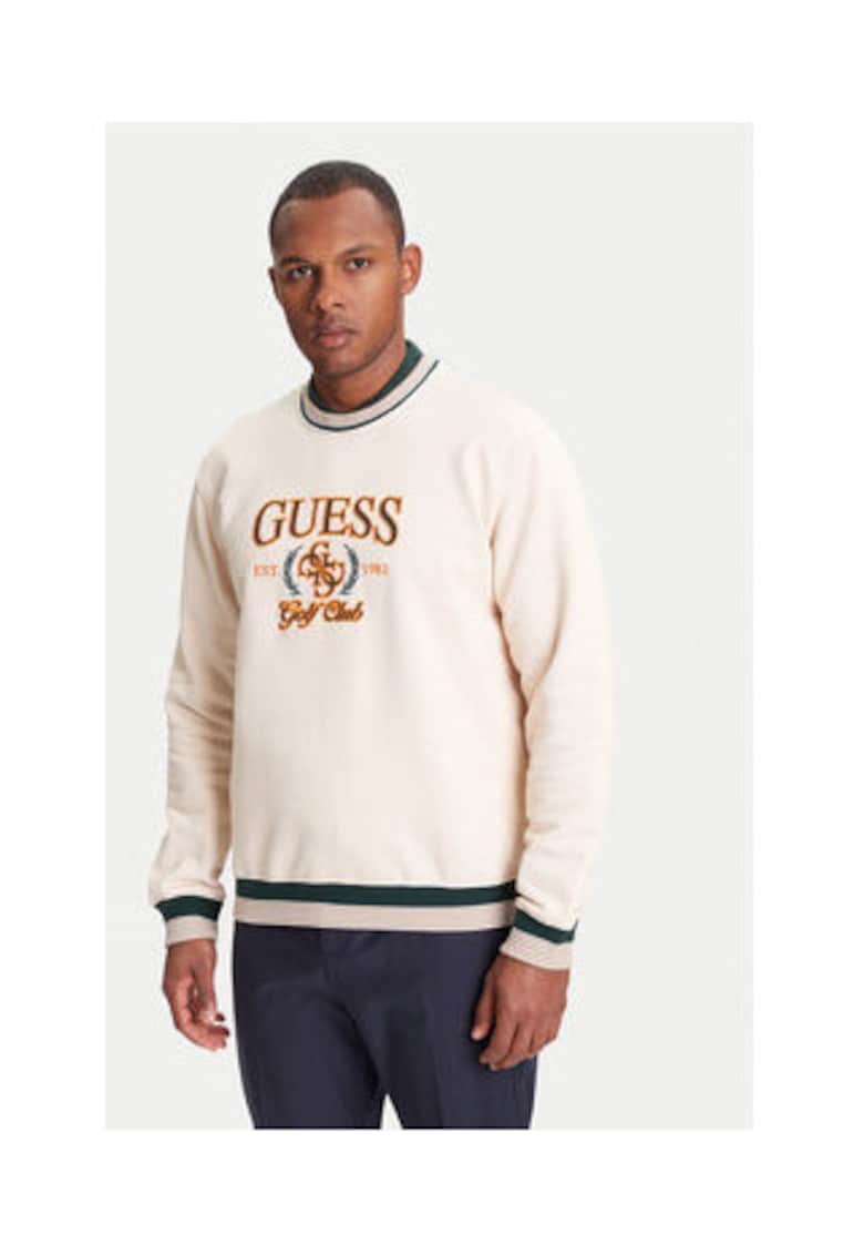 Bluza din amestec de bumbac cu logo frontal si terminatii striate