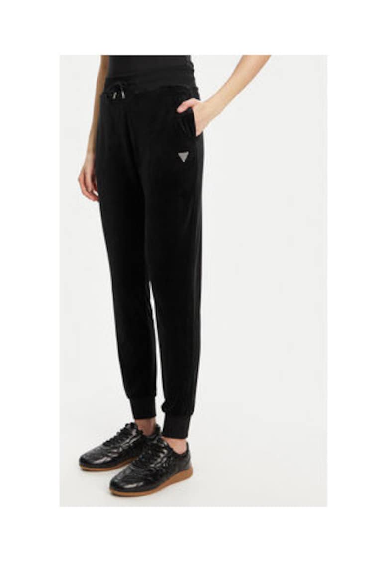 Pantaloni cu model uni si banda cu snur