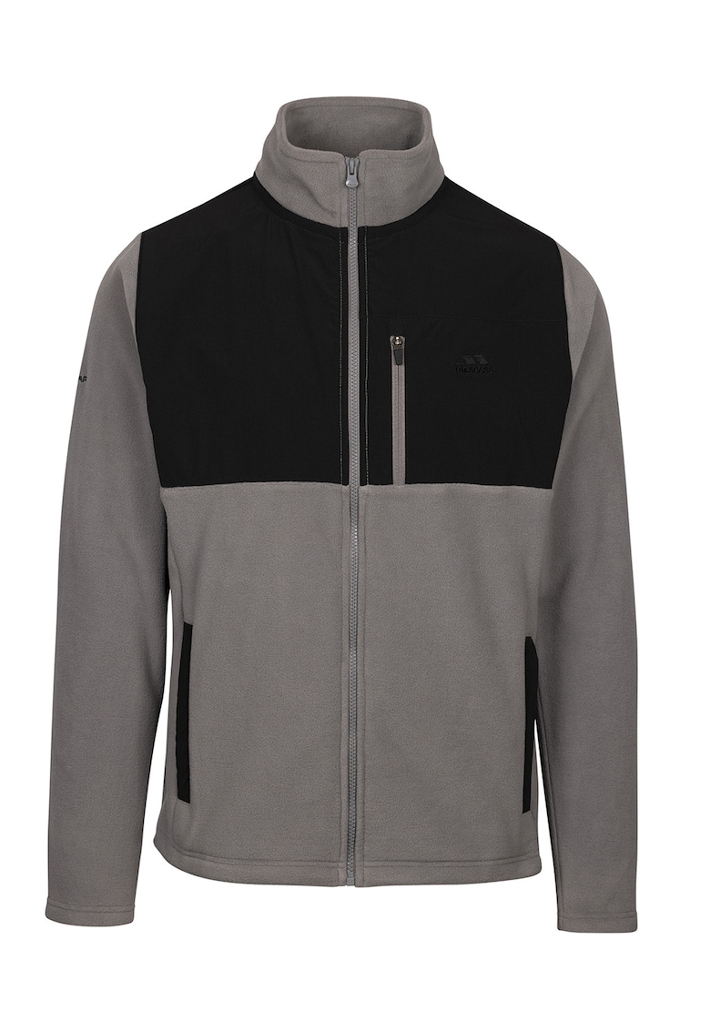 Bluza din fleece cu fermoar si segmente contrastante Falkenham - Negru/Gri