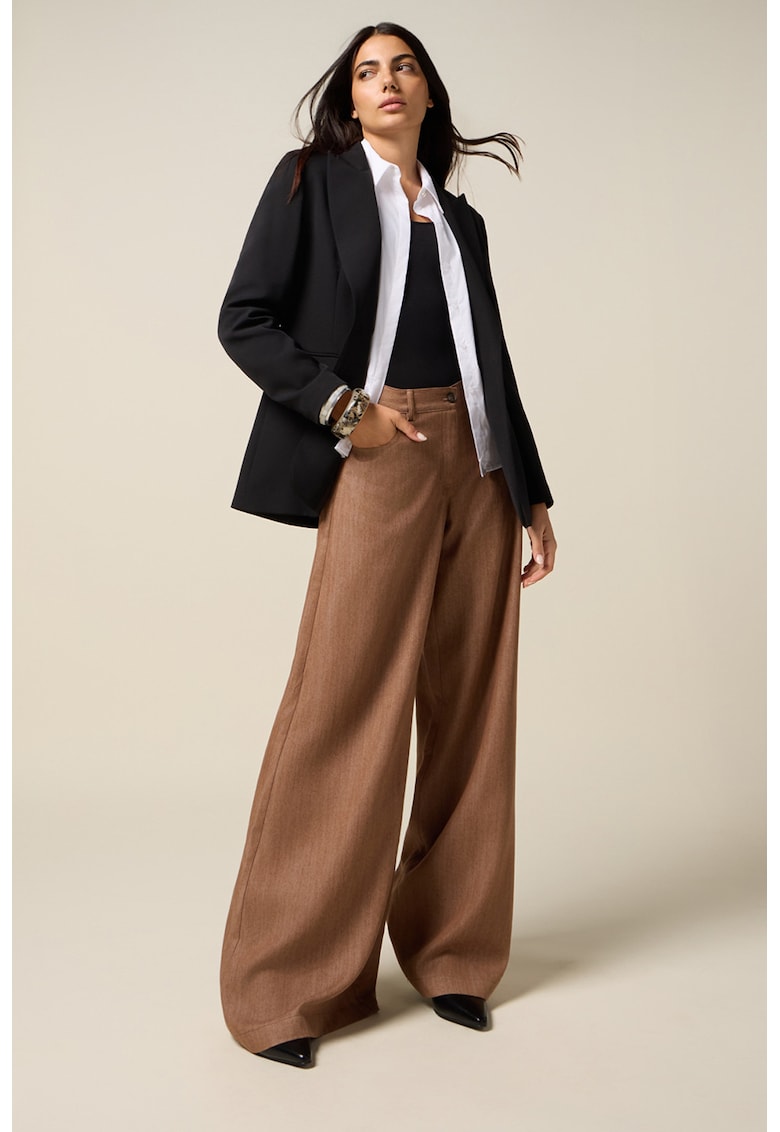 Pantaloni eleganti din lyocell si croiala ampla - Caramel