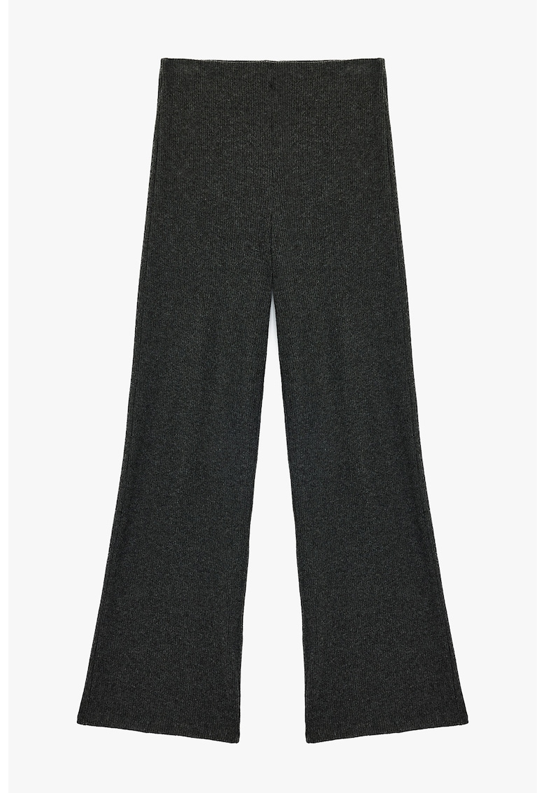 Pantaloni cu croiala ampla si talie inalta - Negru stins