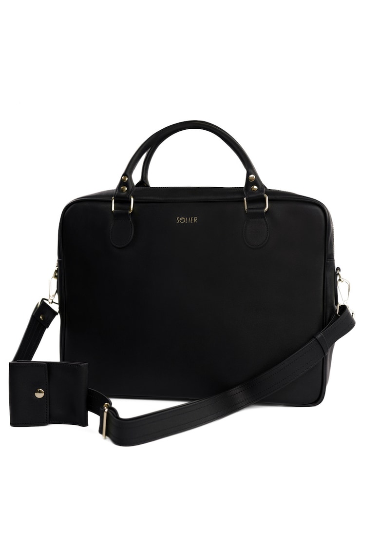Geanta din piele pentru laptop FL24 Venice - neagra