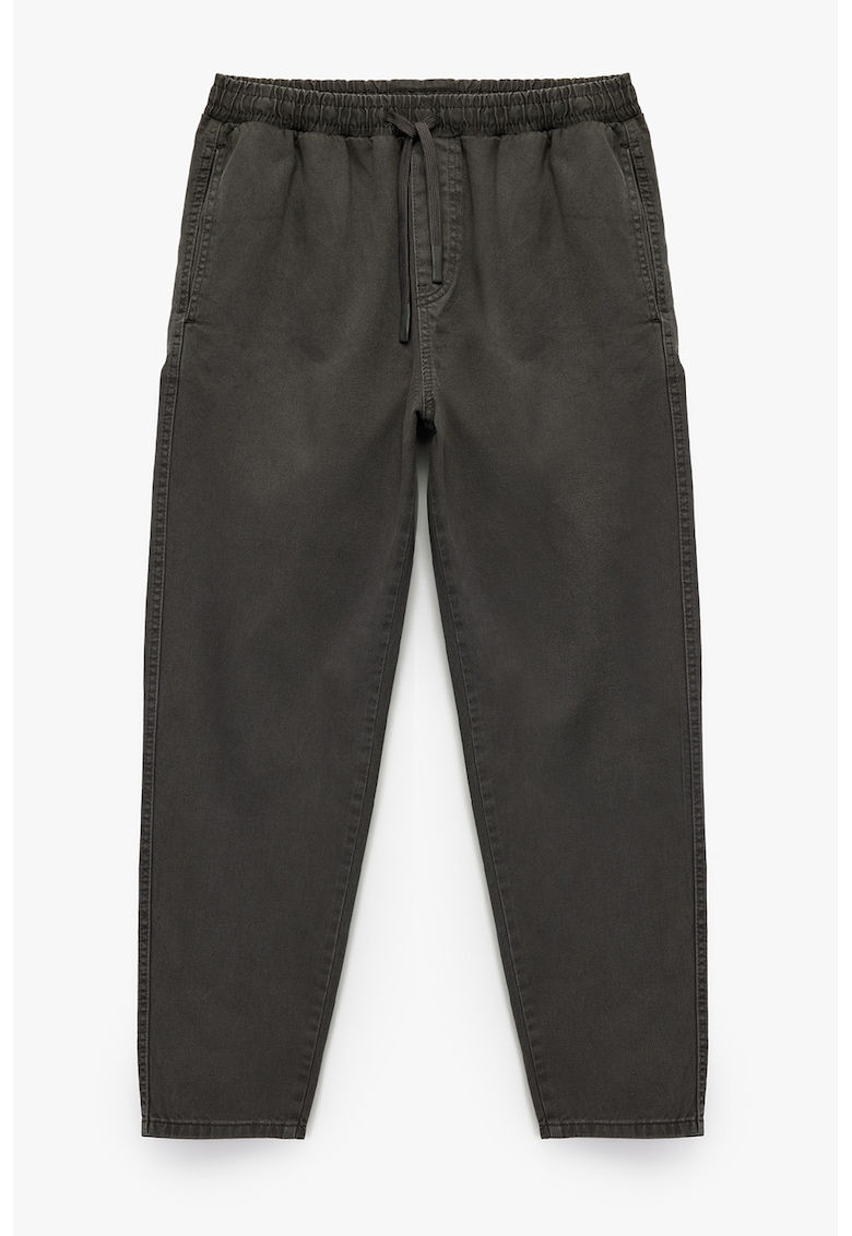 Pantaloni relaxed fit din bumbac cu talie medie - Verde padure