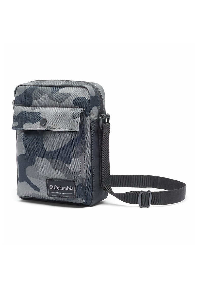 Geanta crossbody unisex cu bareta ajustabila Zigzag Side - Negru/Gri - 21x15x7.5