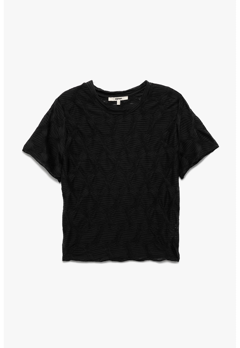 Tricou crop texturat - Negru